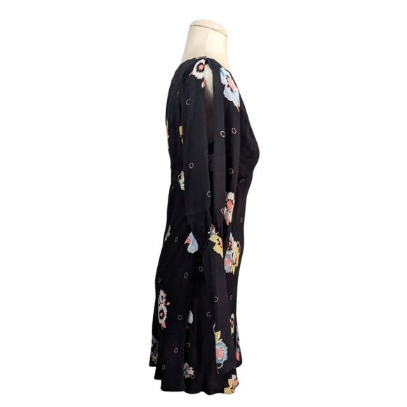 Free People Womens Sunshadows Slit Sleeve Minidress Floral Peekaboo Dress size 4 - Picture 7 of 13